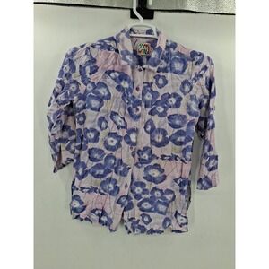 Vintage Jams World Womens Purple Floral Morning Glory Button Top Large Hawaii‎